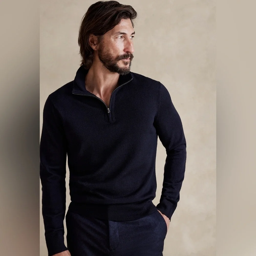 NWT Banana Republic Men’s Raoul Merino Navy Sweater Size XS
